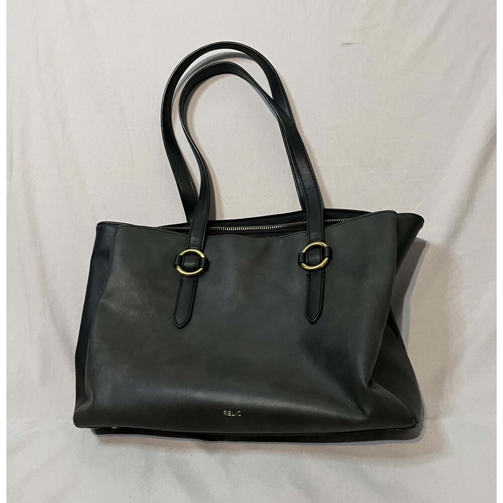 RELIC by Fossil "Joni" Women's Black Faux Leather Double Shoulder Strap Tote Bag